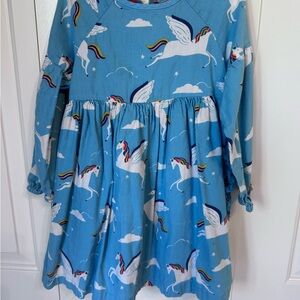 Mini Boden Sky Blue Dress with Unicorn Print